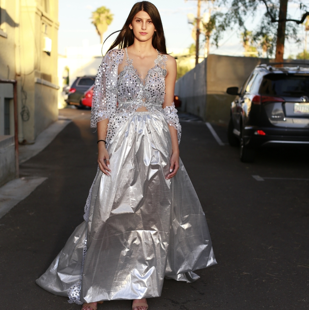 TESSA Silver White Sequin Lace Lame' Wedding Set